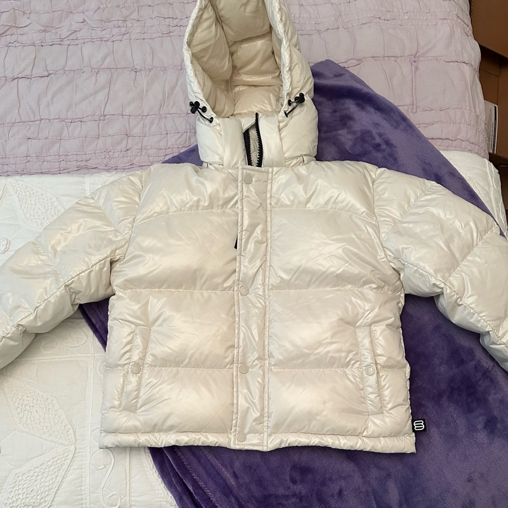 Aritzia Glossy Off White Puffer Jacket